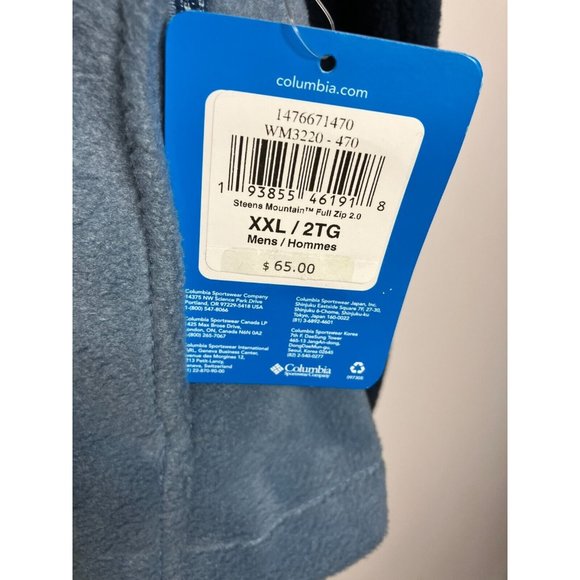 Columbia Men's 2XL Blue Fleece Full Zip Sweater New - Picture 3 of 10